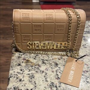 Steve Madden Beige Crossbody Bag with Gold Chain